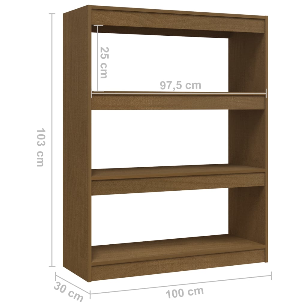 Boekenkast/kamerscherm 100x30x103 cm grenenhout honingbruin