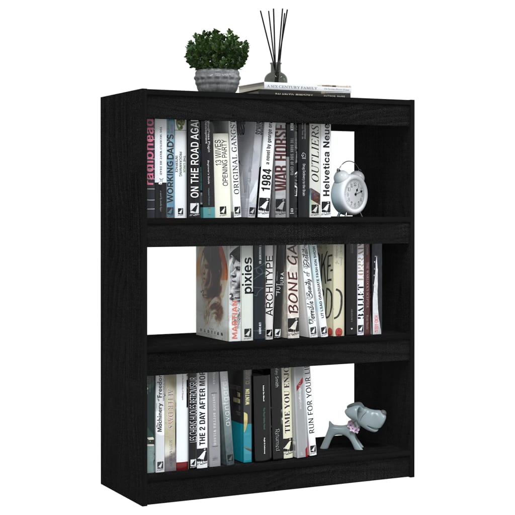 Boekenkast/kamerscherm 100x30x103 cm massief grenenhout zwart