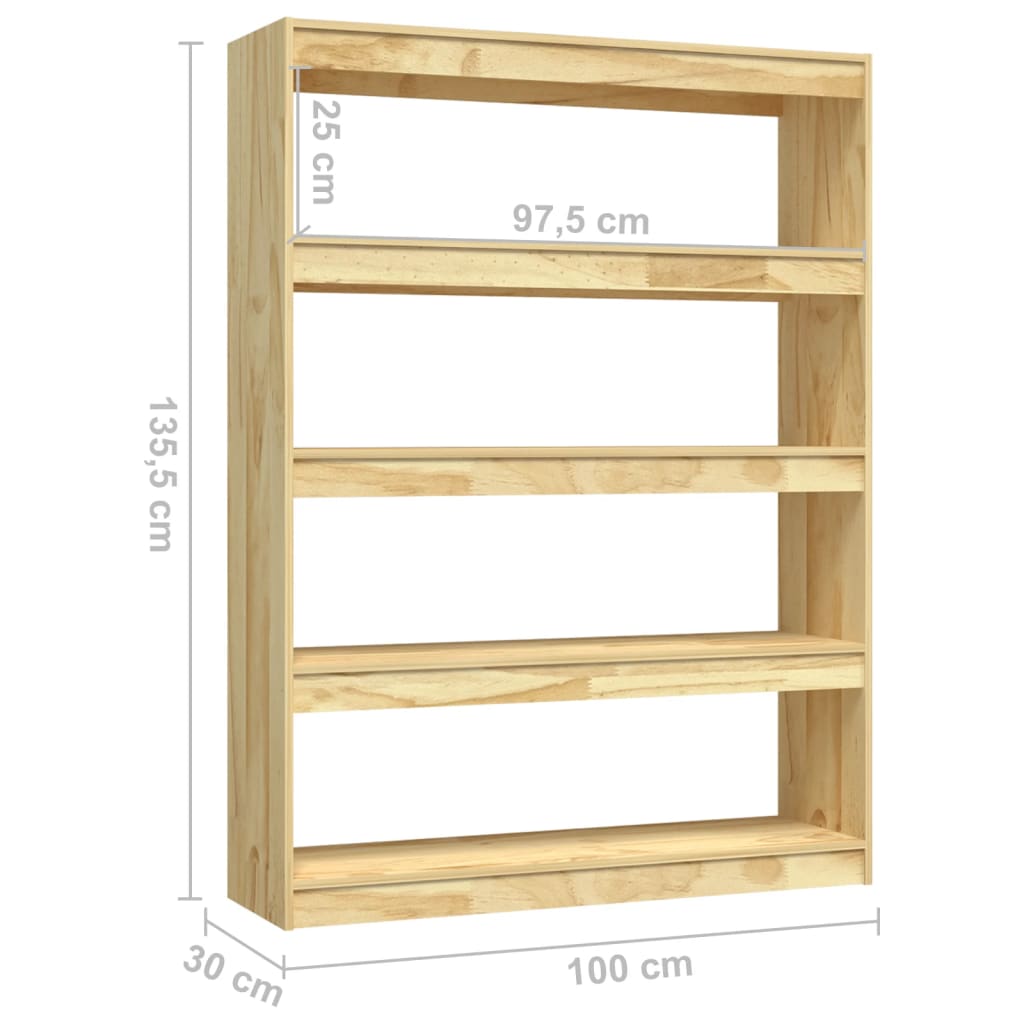 Boekenkast/kamerscherm 100x30x135,5 cm massief grenenhout