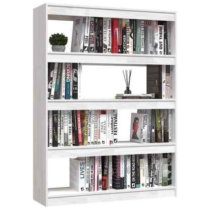 Boekenkast/kamerscherm 100x30x135,5 cm massief grenenhout wit