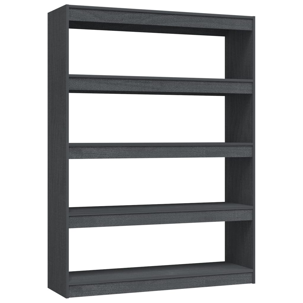 Boekenkast/kamerscherm 100x30x135,5 cm massief grenenhout grijs