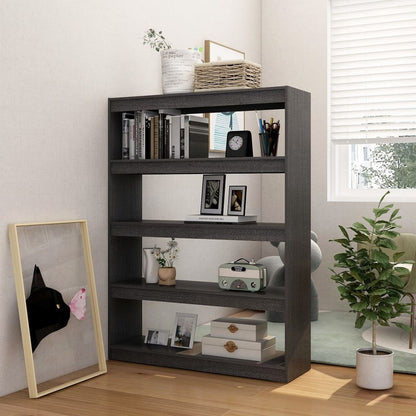 Boekenkast/kamerscherm 100x30x135,5 cm massief grenenhout grijs