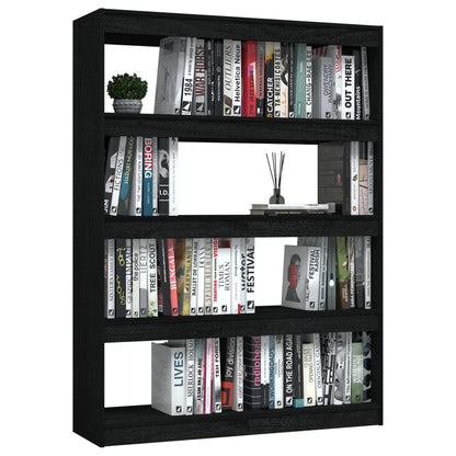 Boekenkast/kamerscherm 100x30x135,5 cm massief grenenhout zwart