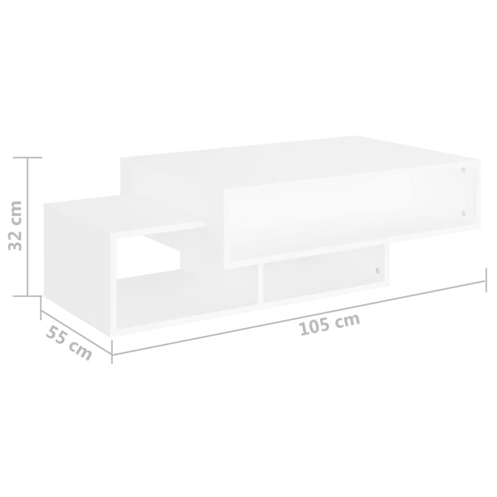 Salontafel 105x55x32 cm bewerkt hout wit