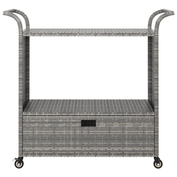 Serveerwagen met lade 100x45x97 cm poly rattan grijs