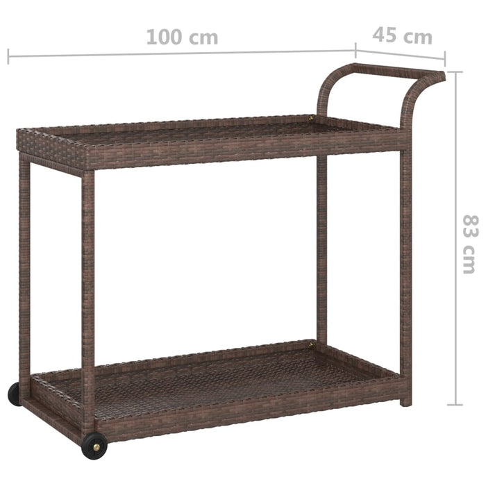 Serveerwagen 100x45x83 cm poly rattan bruin