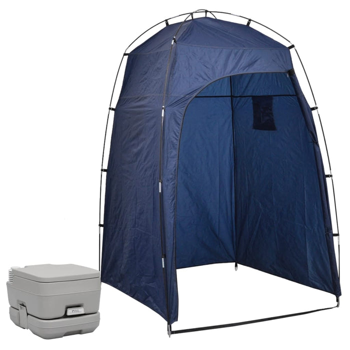 Kampeertoilet met tent draagbaar 10 + 10 L