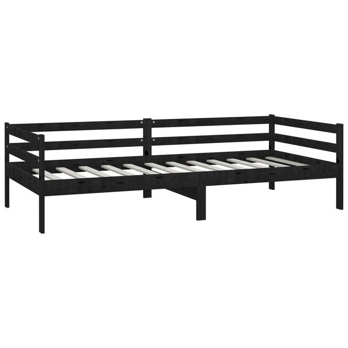 Bedbank massief grenenhout zwart 90x200 cm