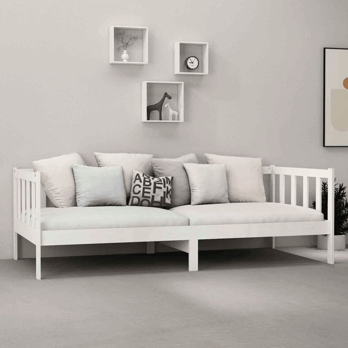 Bedbank massief grenenhout wit 90x200 cm
