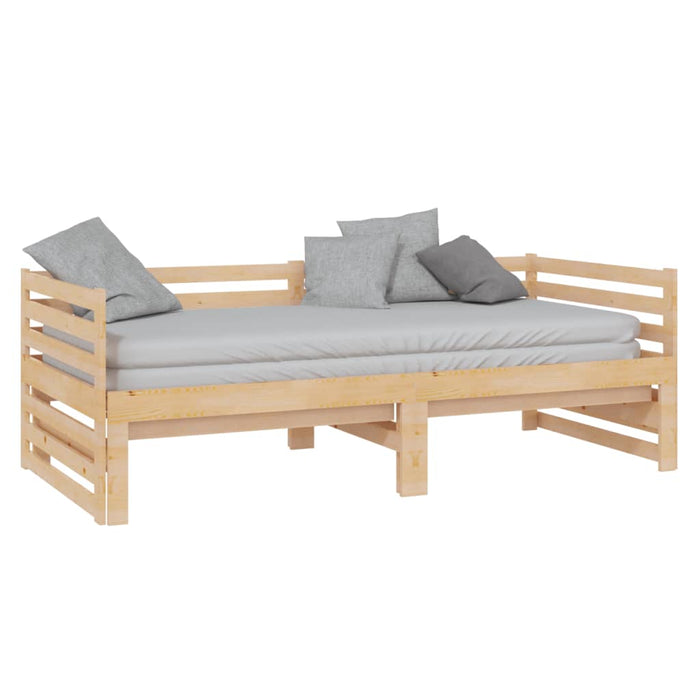 Bedbank uitschuifbaar massief grenenhout 2x(90x200) cm