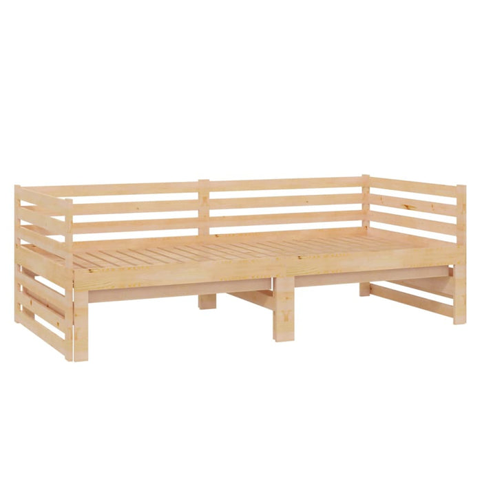 Bedbank uitschuifbaar massief grenenhout 2x(90x200) cm