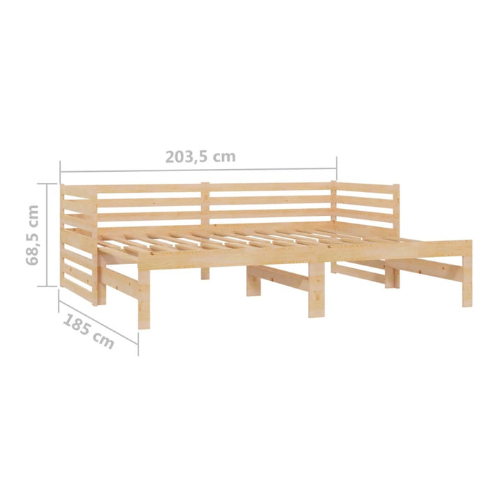 Bedbank uitschuifbaar massief grenenhout 2x(90x200) cm