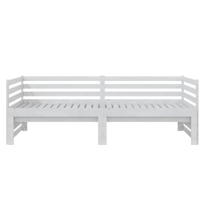 Bedbank uitschuifbaar massief grenenhout wit 2x(90x200) cm