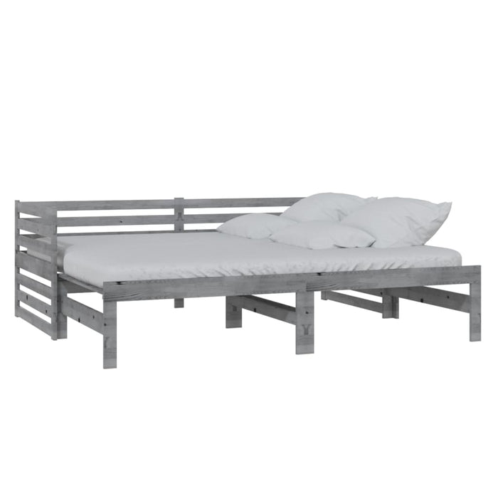 Bedbank uitschuifbaar massief grenenhout grijs 2x(90x200) cm