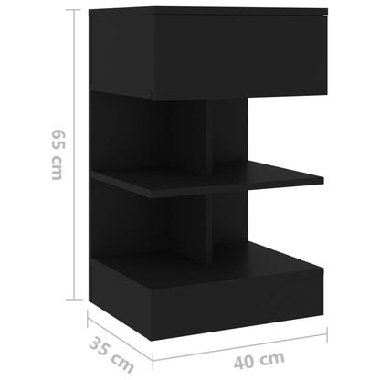 Nachtkastje 40x35x65 cm bewerkt hout zwart