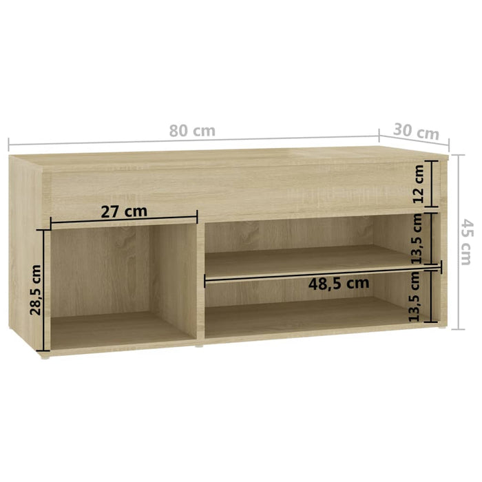 Schoenenbank 80x30x45 cm spaanplaat sonoma eikenkleurig