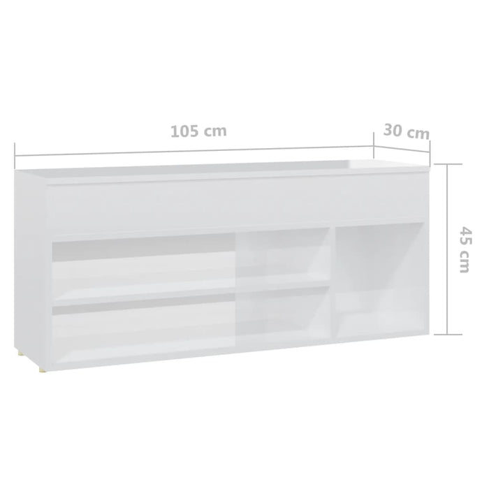 Schoenenbank 105x30x45 cm spaanplaat hoogglans wit