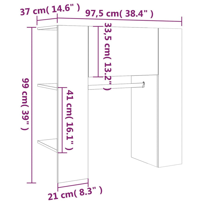 Halmeubel 97,5x37x99cm bewerkt hout betongrijs