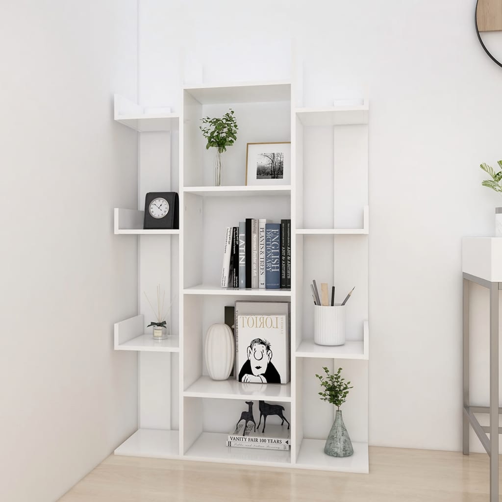 Boekenkast 86x25,5x140 cm bewerkt hout wit