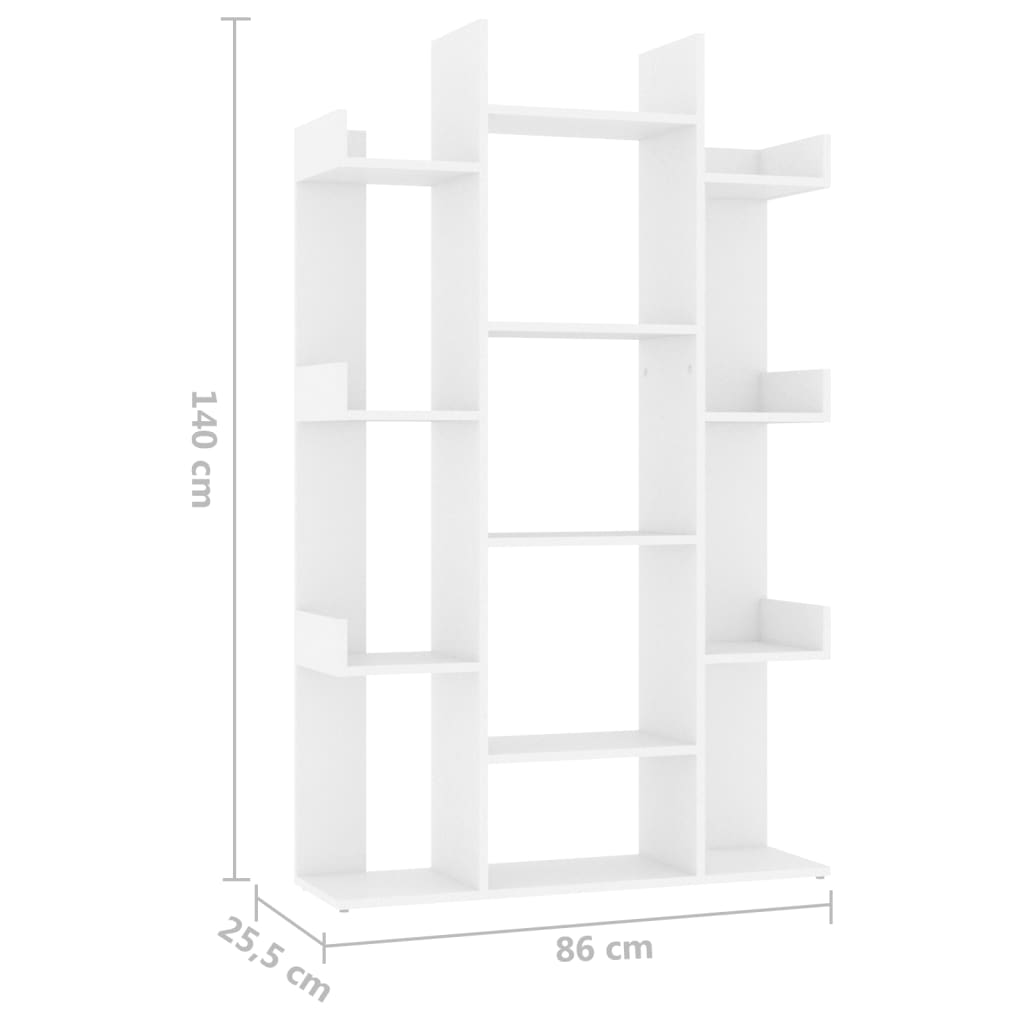 Boekenkast 86x25,5x140 cm bewerkt hout wit