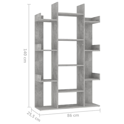 Boekenkast 86x25,5x140 cm spaanplaat betongrijs