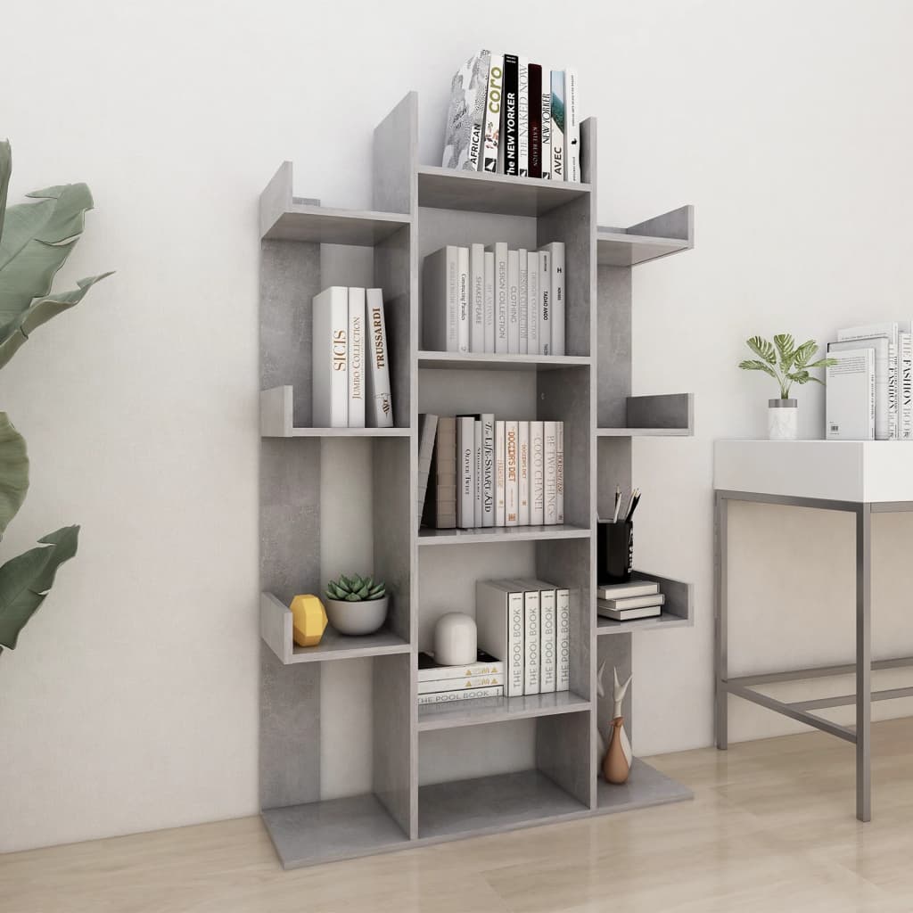 Boekenkast 86x25,5x140 cm spaanplaat betongrijs