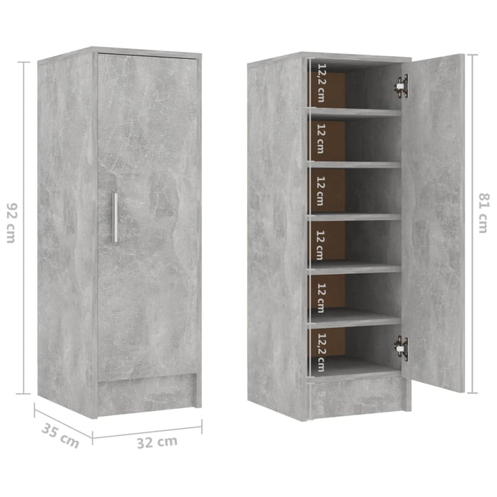 Schoenenkast 32x35x92 cm spaanplaat betongrijs