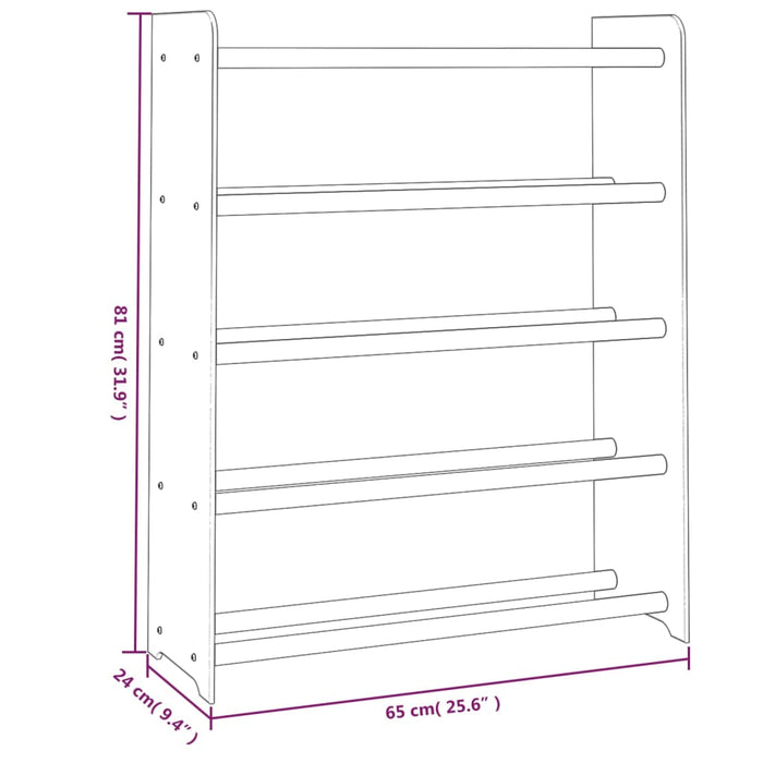 Schoenenrek 65x24x81 cm bewerkt hout bruin