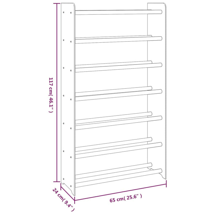 Schoenenrek 65x24x117 cm bewerkt hout grijs