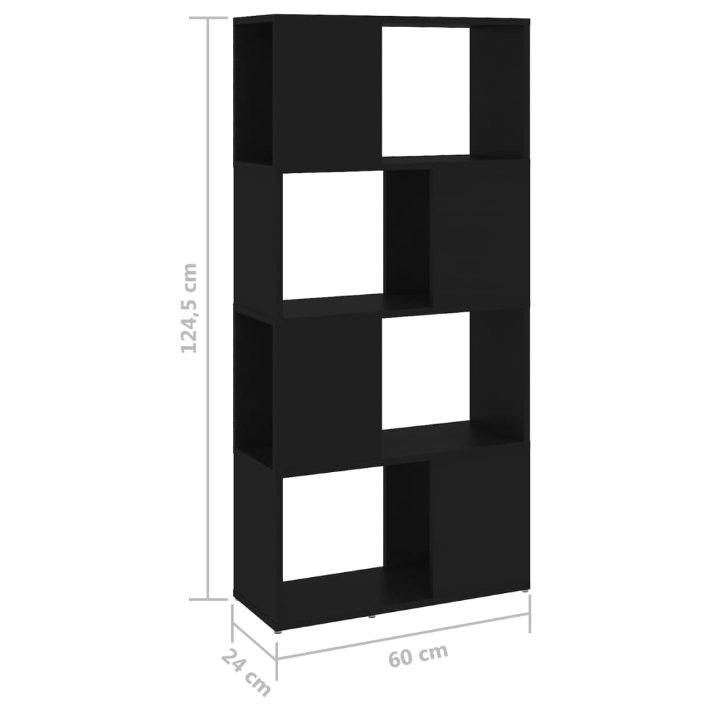 Boekenkast/kamerscherm 60x24x124,5 cm spaanplaat zwart