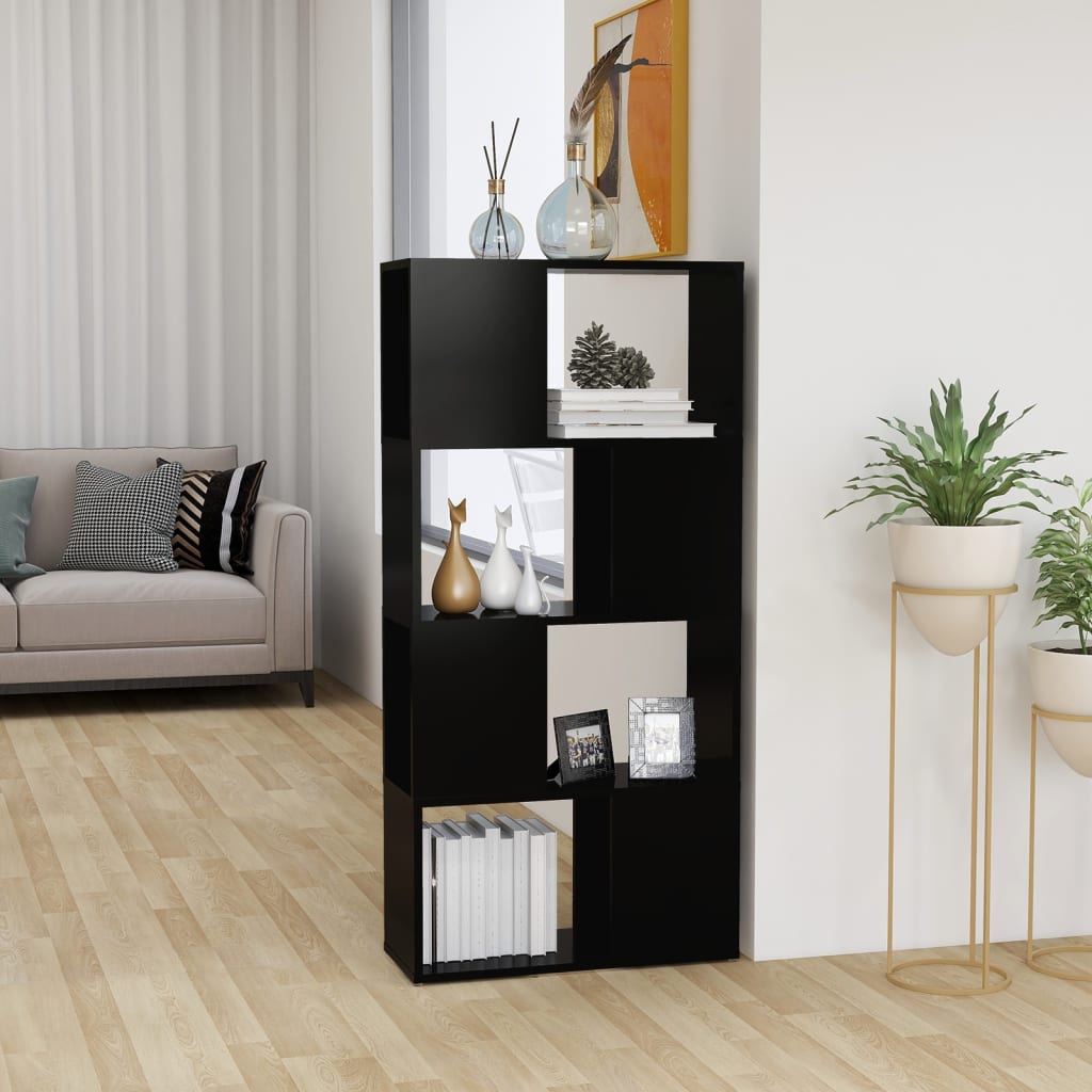 Boekenkast/kamerscherm 60x24x124,5 cm spaanplaat zwart