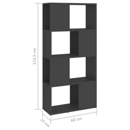 Boekenkast/kamerscherm 60x24x124,5 cm spaanplaat grijs