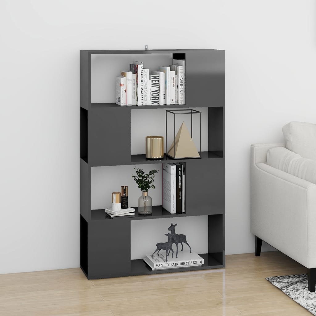 Boekenkast/kamerscherm 80x24x124,5 cm hoogglans grijs