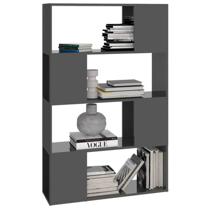 Boekenkast/kamerscherm 80x24x124,5 cm hoogglans grijs