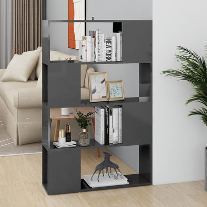 Boekenkast/kamerscherm 80x24x124,5 cm hoogglans grijs