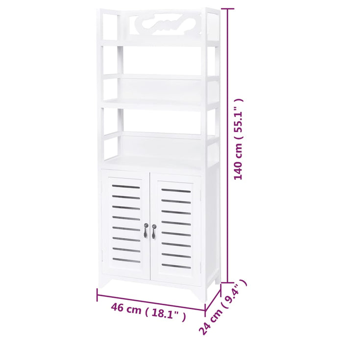 Vitrinekast 46x24x140 cm massief paulowniahout wit