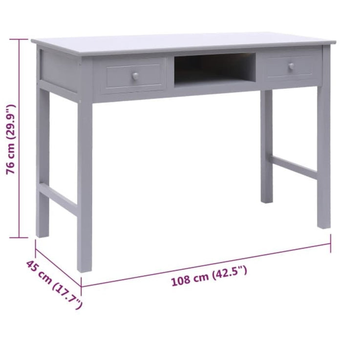 Bureau 108x45x76 cm massief paulowniahout grijs