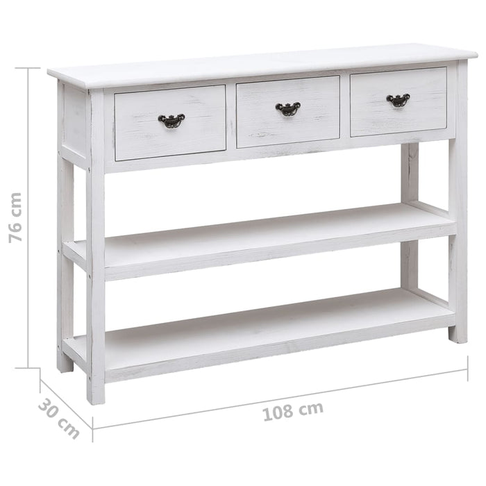 Dressoir 108x30x76 cm massief paulowniahout antiekwit