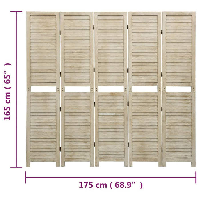 Kamerscherm met 5 panelen 175x165 cm massief paulowniahout