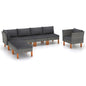 7-delige Loungeset poly rattan en eucalyptushout grijs