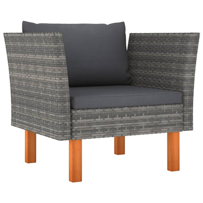 7-delige Loungeset poly rattan en eucalyptushout grijs