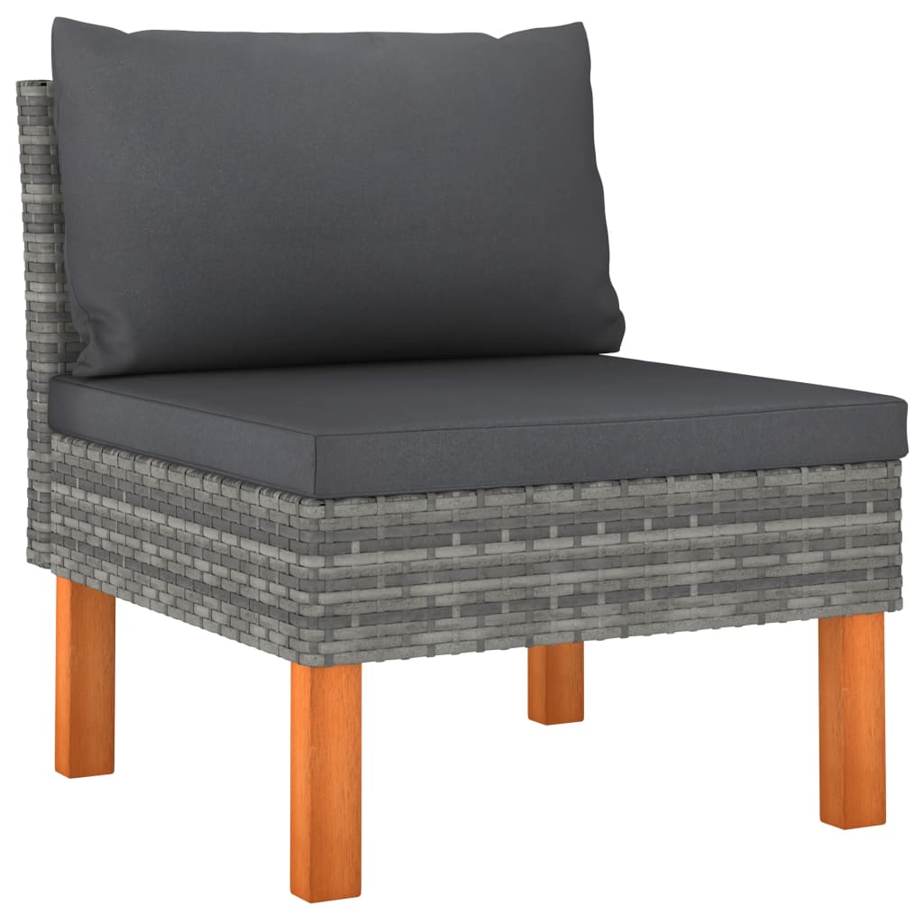 7-delige Loungeset poly rattan en eucalyptushout grijs