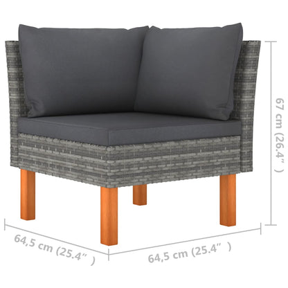 7-delige Loungeset poly rattan en eucalyptushout grijs