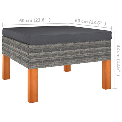 7-delige Loungeset poly rattan en eucalyptushout grijs