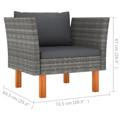 7-delige Loungeset poly rattan en eucalyptushout grijs