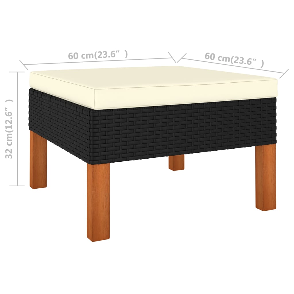 7-delige Loungeset poly rattan en eucalyptushout zwart