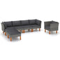 7-delige Loungeset poly rattan en eucalyptushout grijs