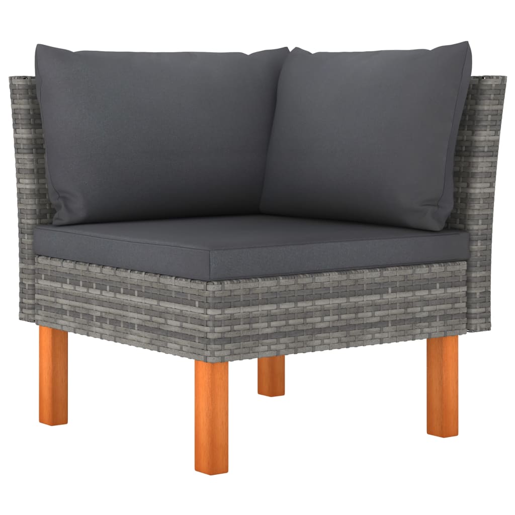 7-delige Loungeset poly rattan en eucalyptushout grijs