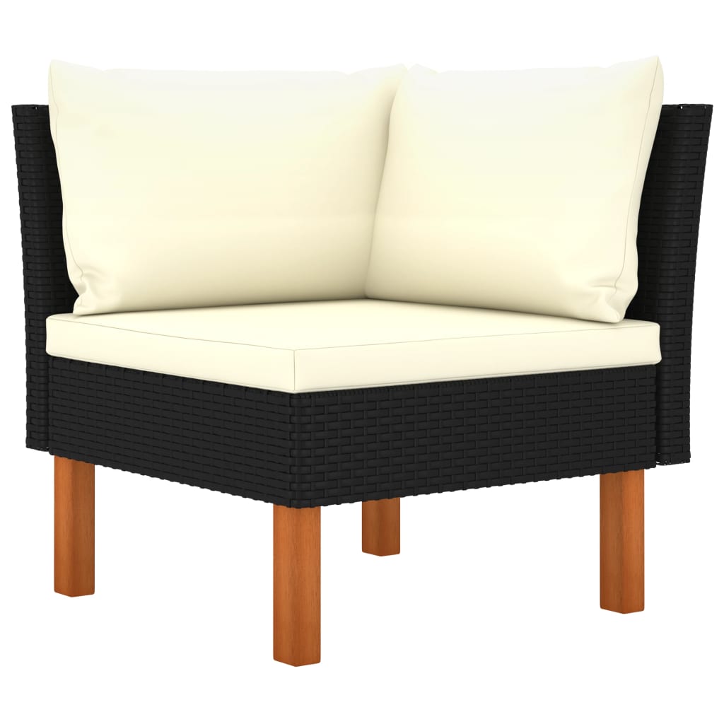 7-delige Loungeset poly rattan en eucalyptushout zwart