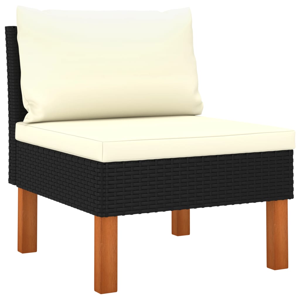 7-delige Loungeset poly rattan en eucalyptushout zwart